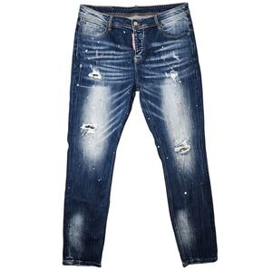 Dsquared2 Cool Guy Jeans Mens 52 Blue Distressed Paint Splatter Ciao Bella Italy